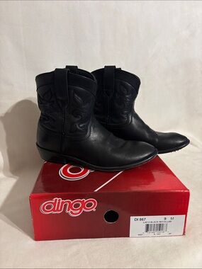 dingo Black Women's Western Ankle Booties with Embroidered Shaft
